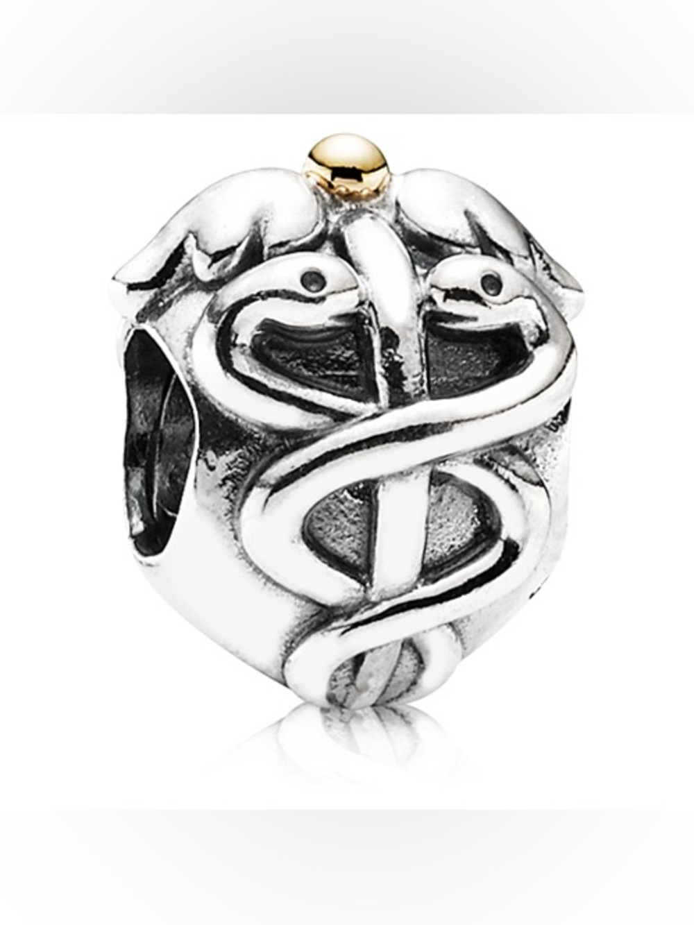 Pandora Life Saver Medical Caduceus Charm 791042 Sterling Silver with Gold